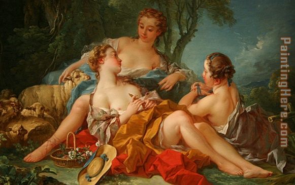 les confidences pastorales painting - Francois Boucher les confidences pastorales art painting